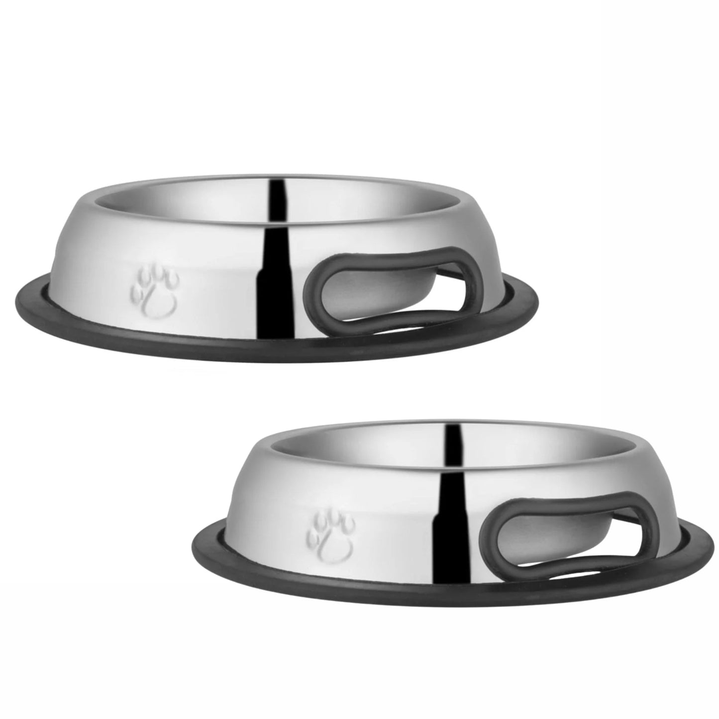 Stainless Steel No Tip Pet Bowl Anti Skid Rubber Base