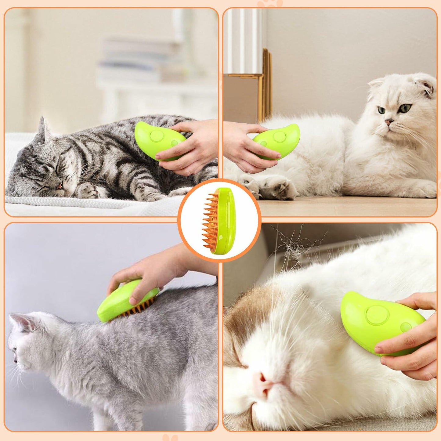 Steamy 3-in-1 Pet Grooming Brush – Self-Cleaning & Hair Removal
