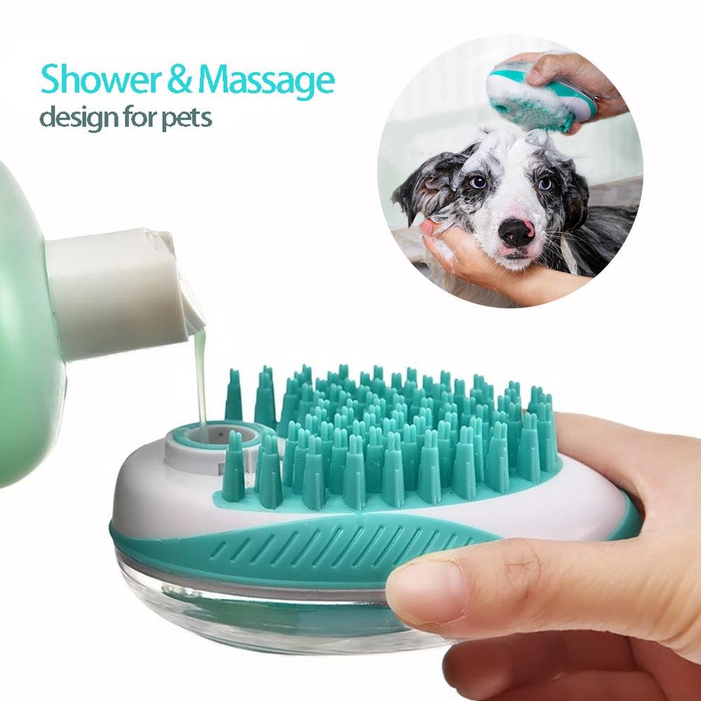 2-in-1 Pet Bath & Massage Brush – Silicone Grooming Tool