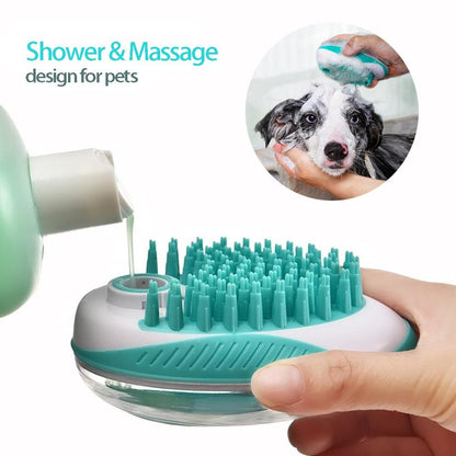 2-in-1 Pet Bath & Massage Brush – Silicone Grooming Tool