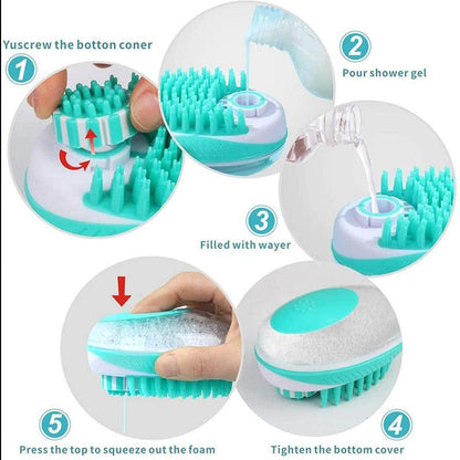 2-in-1 Pet Bath & Massage Brush – Silicone Grooming Tool