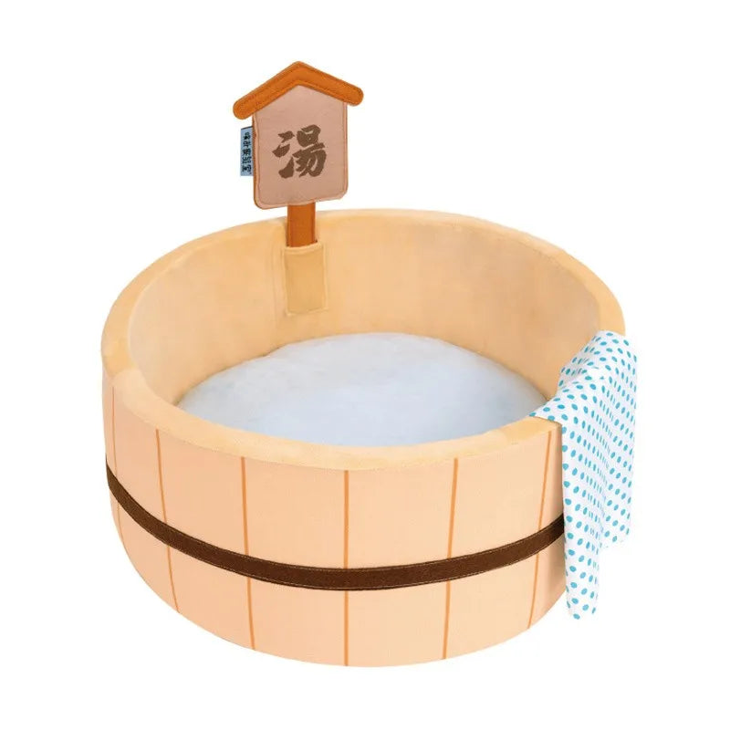 Japanese Hot Spring Pet Bed – Kawaii Plush Retreat
