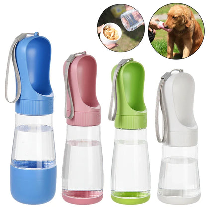 2-in-1 Dog Water Bottle & Food Dispenser – Portable