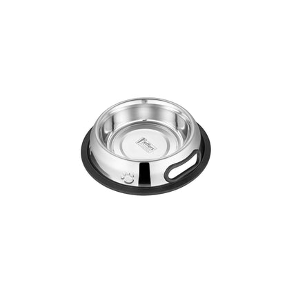 Stainless Steel No Tip Pet Bowl Anti Skid Rubber Base