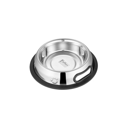 Stainless Steel No Tip Pet Bowl Anti Skid Rubber Base