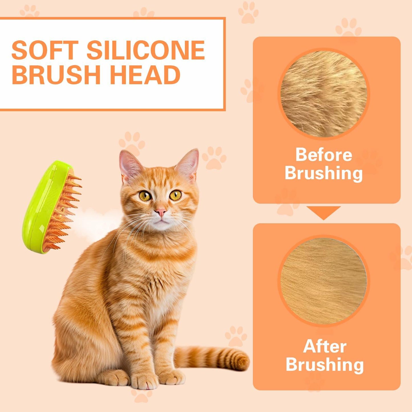Steamy 3-in-1 Pet Grooming Brush – Self-Cleaning & Hair Removal