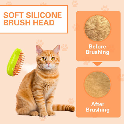 Steamy 3-in-1 Pet Grooming Brush – Self-Cleaning & Hair Removal