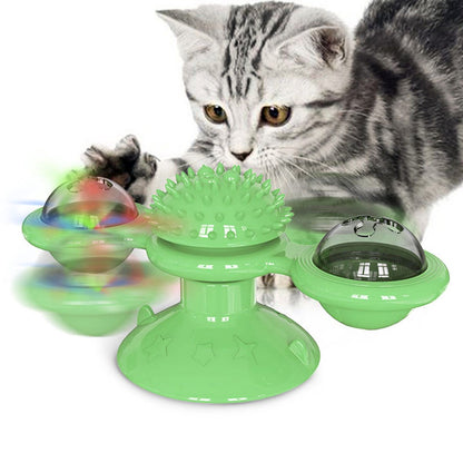 Windmill Spinning Cat Toy – Suction Cup Interactive Fun