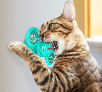 Windmill Spinning Cat Toy – Suction Cup Interactive Fun