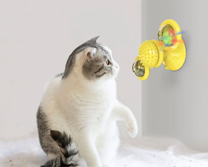 Windmill Spinning Cat Toy – Suction Cup Interactive Fun