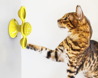 Windmill Spinning Cat Toy – Suction Cup Interactive Fun