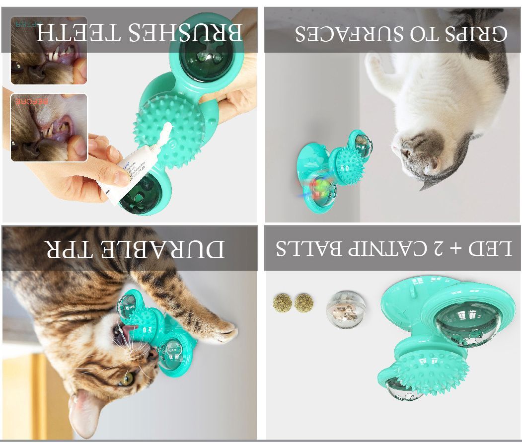 Windmill Spinning Cat Toy – Suction Cup Interactive Fun