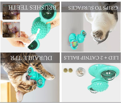 Windmill Spinning Cat Toy – Suction Cup Interactive Fun