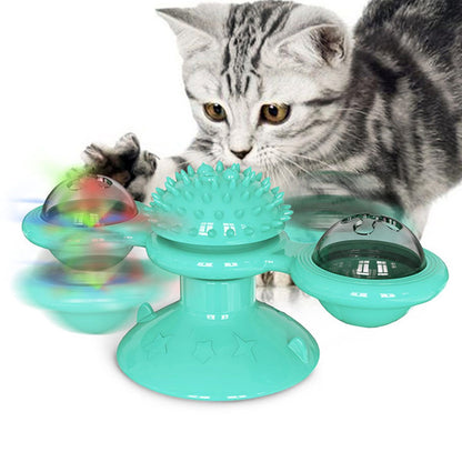 Windmill Spinning Cat Toy – Suction Cup Interactive Fun