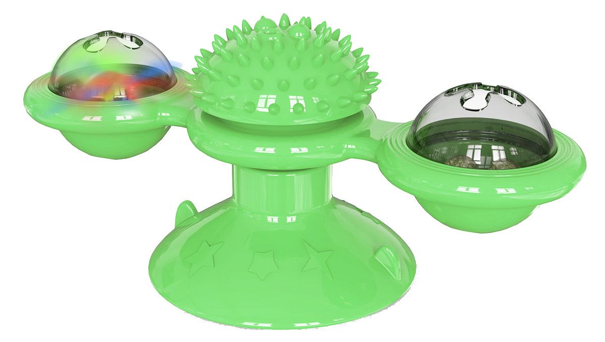 Windmill Spinning Cat Toy – Suction Cup Interactive Fun