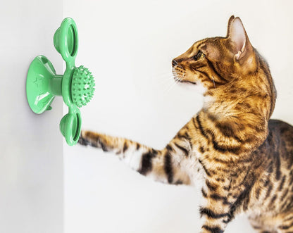 Windmill Spinning Cat Toy – Suction Cup Interactive Fun