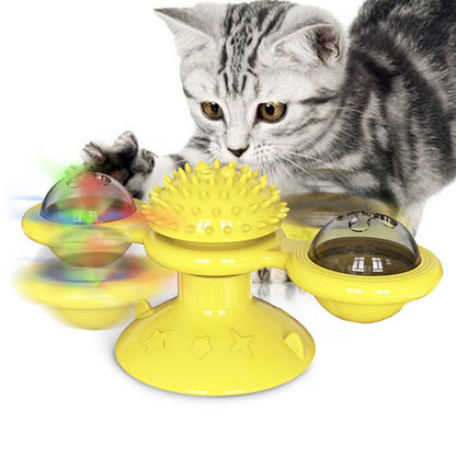 Windmill Spinning Cat Toy – Suction Cup Interactive Fun
